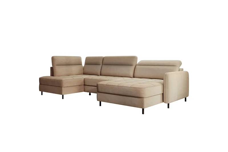 Berrto Soffa med Divan och Schäslong 5-sits, Beige