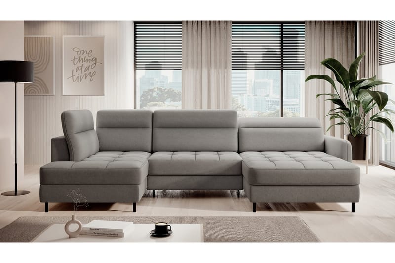 Berrto Soffa med Divan och Schäslong 5-sits - Grå - Möbler - Soffa - U-soffa