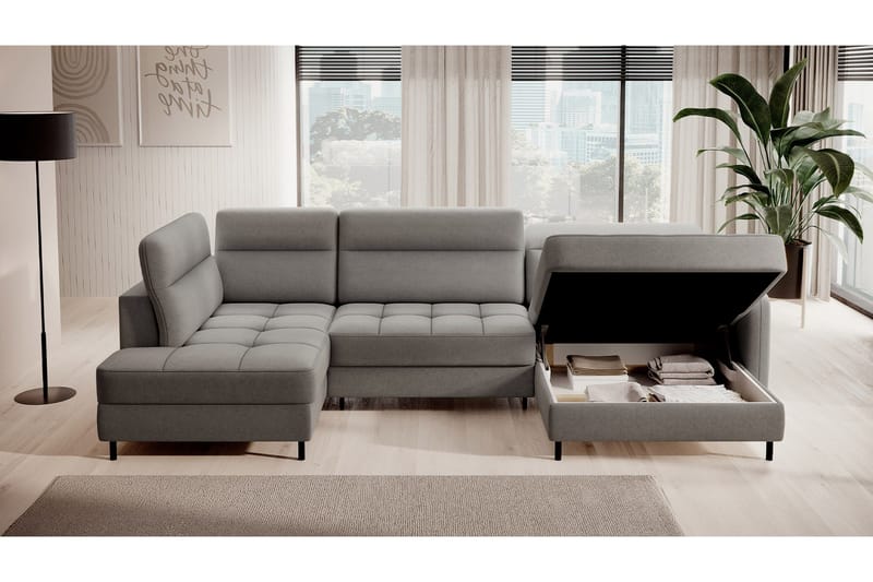 Berrto Soffa med Divan och Schäslong 5-sits - Grå - Möbler - Soffa - U-soffa