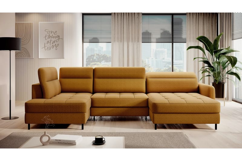 Berrto Soffa med Divan och Schäslong 5-sits - Guld - Möbler - Soffa - U-soffa