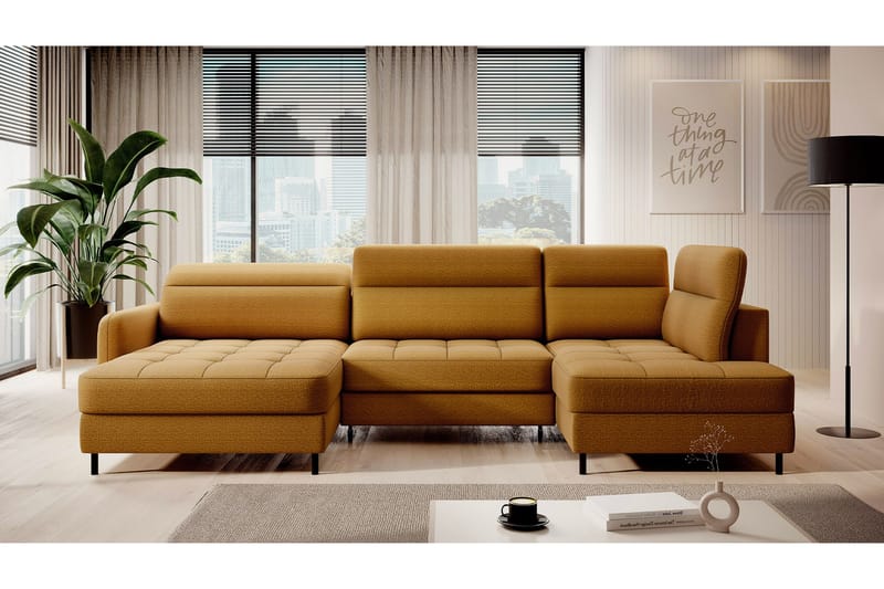 Berrto Soffa med Divan och Schäslong 5-sits - Guld - Möbler - Soffa - U-soffa