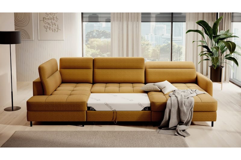 Berrto Soffa med Divan och Schäslong 5-sits - Guld - Möbler - Soffa - U-soffa
