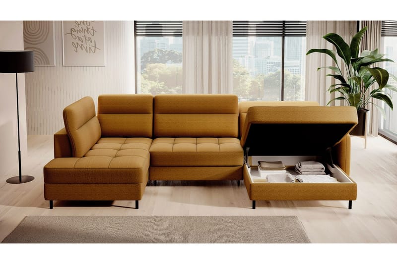 Berrto Soffa med Divan och Schäslong 5-sits - Guld - Möbler - Soffa - U-soffa
