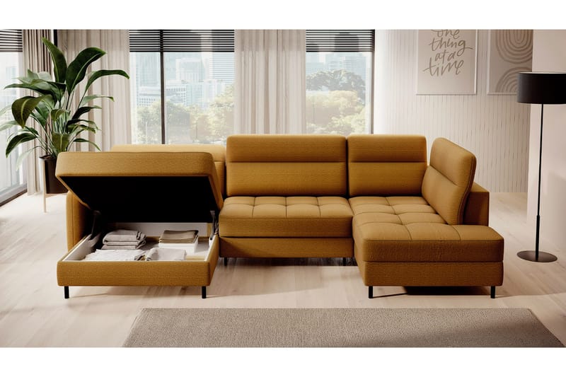 Berrto Soffa med Divan och Schäslong 5-sits - Guld - Möbler - Soffa - U-soffa