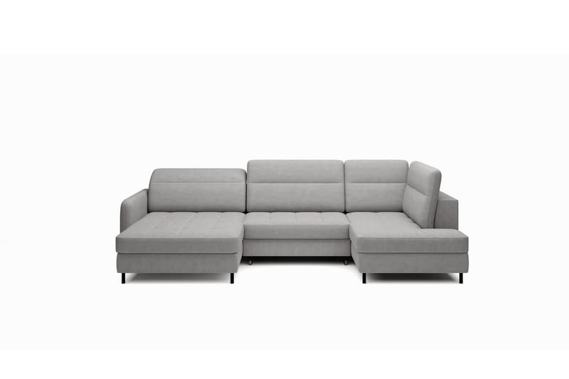 Berrto Soffa med Divan och Schäslong 5-sits, Ljusgrå