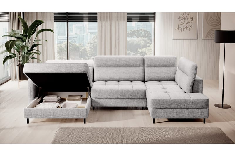 Berrto Soffa med Divan och Schäslong 5-sits - Ljusgrå - Möbler - Soffa - U-soffa
