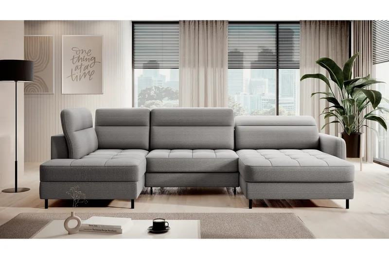 Berrto Soffa med Divan och Schäslong 5-sits - Ljusgrå - Möbler - Soffa - U-soffa