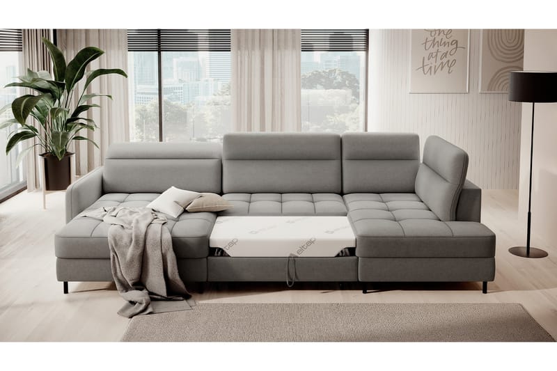 Berrto Soffa med Divan och Schäslong 5-sits - Ljusgrå - Möbler - Soffa - U-soffa