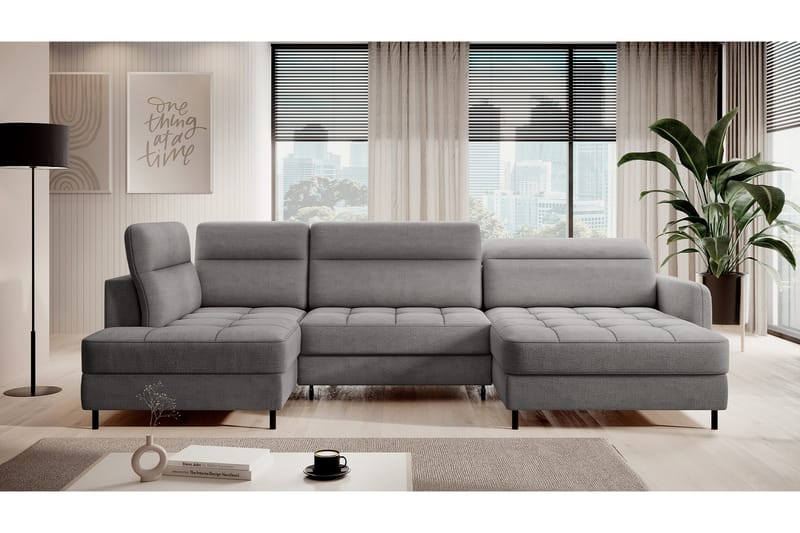 Berrto Soffa med Divan och Schäslong 5-sits - Ljusgrå - Möbler - Soffa - U-soffa