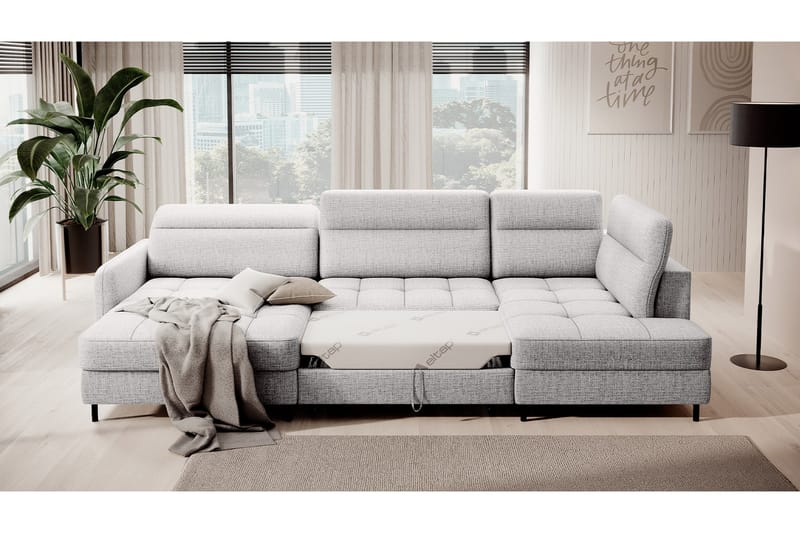 Berrto Soffa med Divan och Schäslong 5-sits - Ljusgrå - Möbler - Soffa - U-soffa