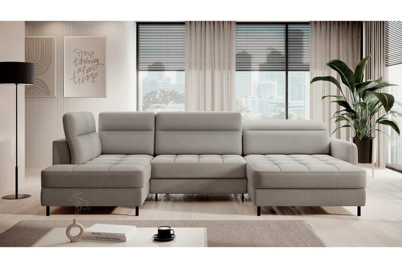 Berrto Soffa med Divan och Schäslong 5-sits - Ljusgrå - Möbler - Soffa - U-soffa