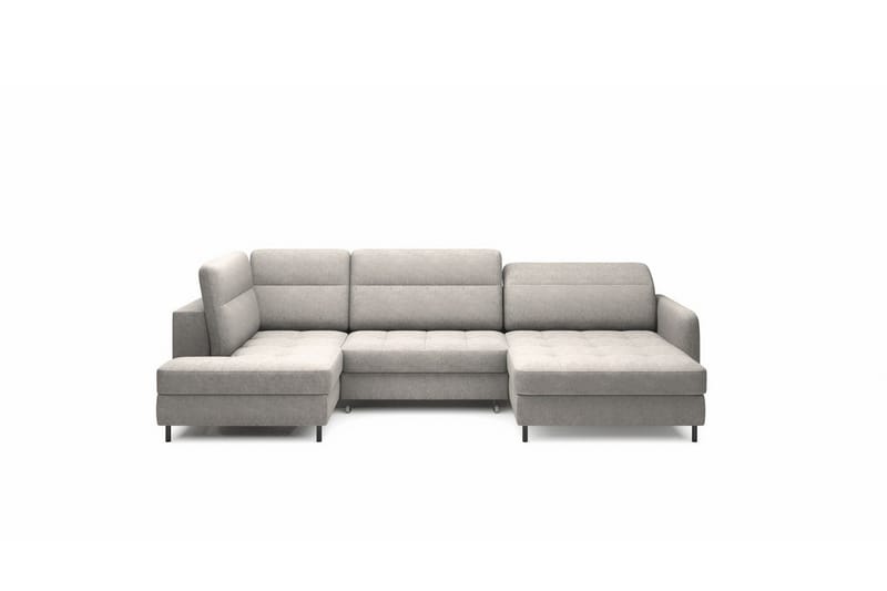 Berrto Soffa med Divan och Schäslong 5-sits, Ljusgrå