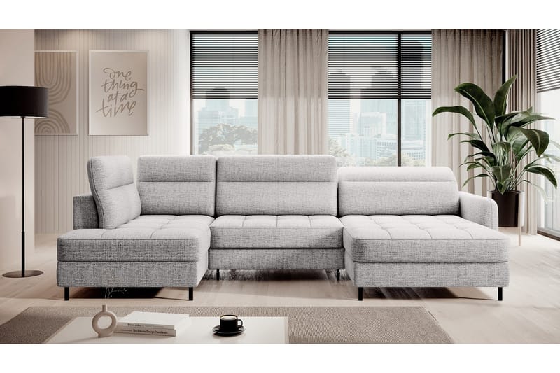 Berrto Soffa med Divan och Schäslong 5-sits - Ljusgrå - Möbler - Soffa - U-soffa