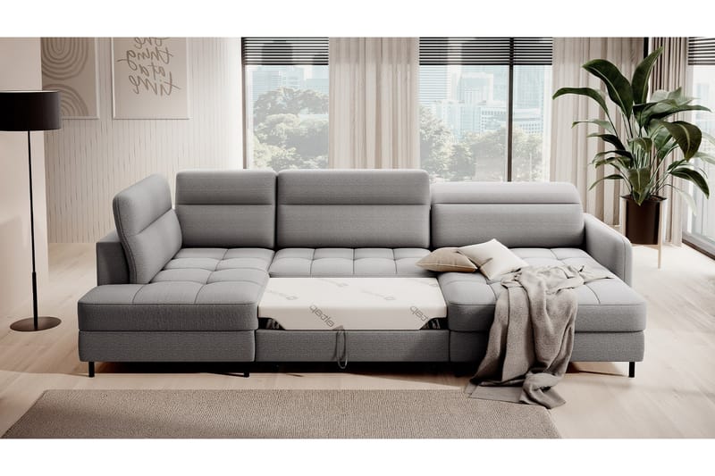Berrto Soffa med Divan och Schäslong 5-sits - Ljusgrå - Möbler - Soffa - U-soffa