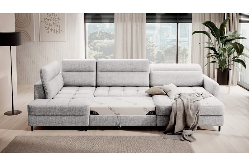Berrto Soffa med Divan och Schäslong 5-sits - Ljusgrå - Möbler - Soffa - U-soffa