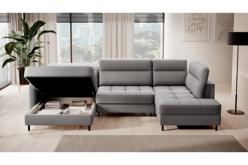 Berrto Soffa med Divan och Schäslong 5-sits - Ljusgrå - Möbler - Soffa - U-soffa