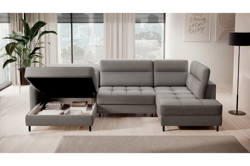Berrto Soffa med Divan och Schäslong 5-sits - Ljusgrå - Möbler - Soffa - U-soffa