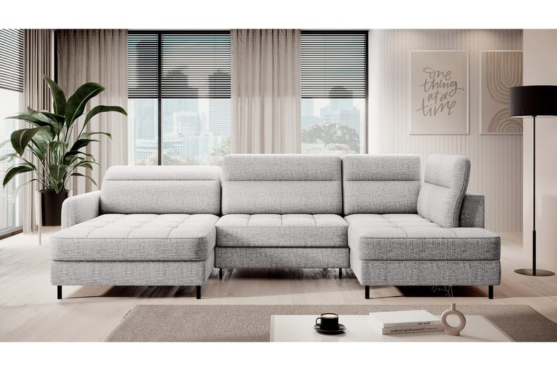 Berrto Soffa med Divan och Schäslong 5-sits - Ljusgrå - Möbler - Soffa - U-soffa