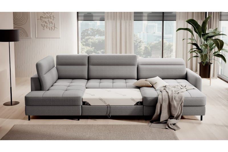 Berrto Soffa med Divan och Schäslong 5-sits - Ljusgrå - Möbler - Soffa - U-soffa