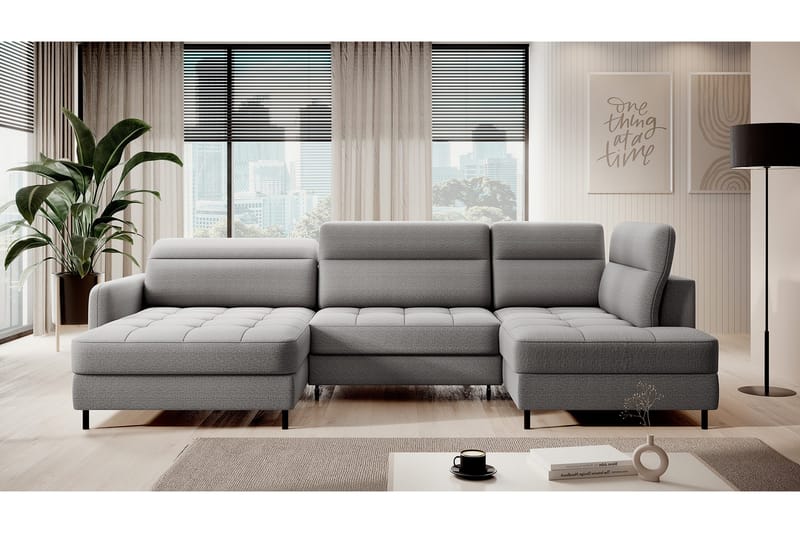 Berrto Soffa med Divan och Schäslong 5-sits - Ljusgrå - Möbler - Soffa - U-soffa