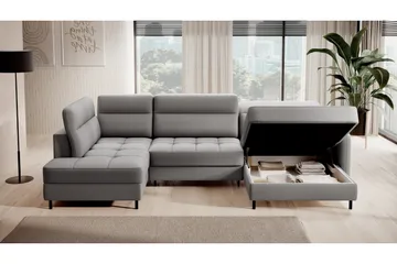 Berrto Soffa med Divan och Schäslong 5-sits - Ljusgrå - Möbler - Soffa - U-soffa