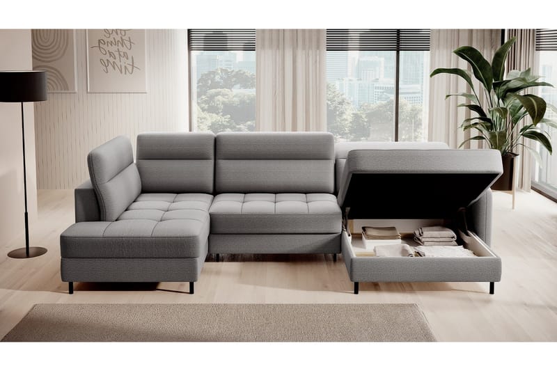 Berrto Soffa med Divan och Schäslong 5-sits - Ljusgrå - Möbler - Soffa - U-soffa