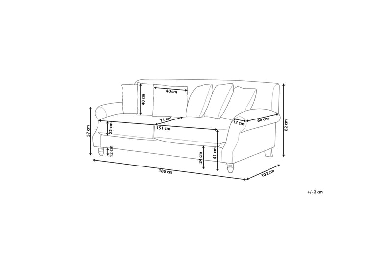Bijan Soffa 2-sits - Röd/Mörkt trä - Möbler - Soffa - 2 sits soffa