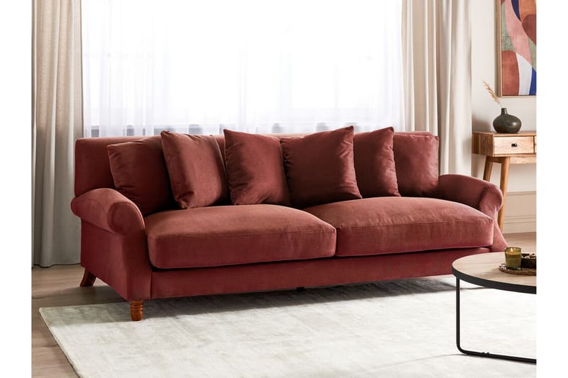 Bijan Soffa 3-sits - Röd/Mörkt trä - Möbler - Soffa - 3 sits soffa