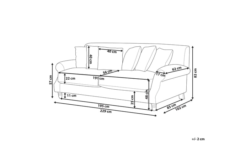 Bijan Soffa 3-sits - Röd/Mörkt trä - Möbler - Soffa - 3 sits soffa