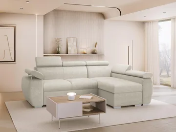 Binche 3-sits Bäddsoffa divan höger med förvaring - beige - Möbler - Soffa - Bäddsoffa