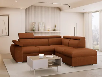 Binche 4-sits Bäddsoffa schäslong höger med förvaring - Brun - Möbler - Soffa - Bäddsoffa