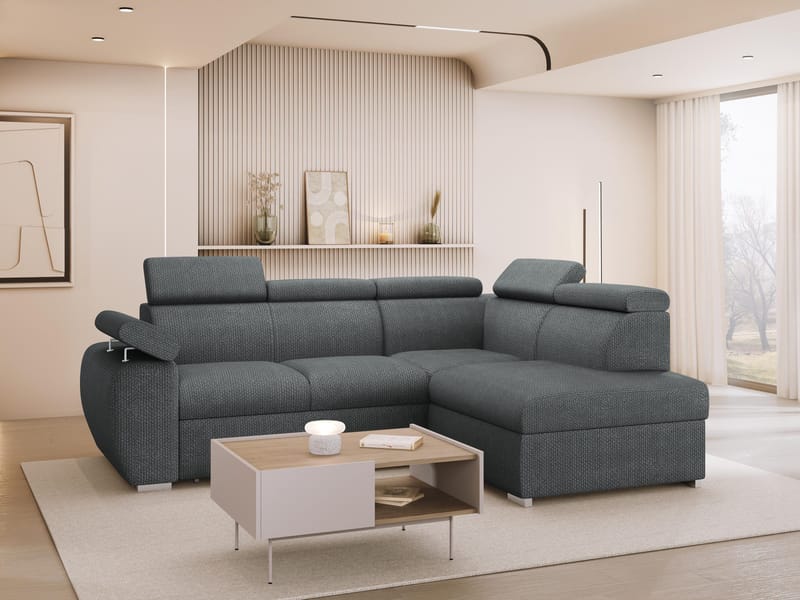Binche 4-sits Bäddsoffa schäslong höger med förvaring - Mörkgrå - Möbler - Soffa - Bäddsoffa