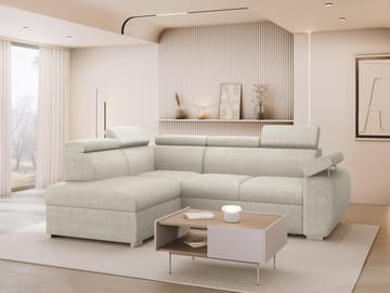 Binche 4-sits Bäddsoffa schäslong vänster med förvaring - beige - Möbler - Soffa - Bäddsoffa