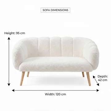 Bingdi 2-sits Svängd Tuftad Soffa i Bouclé med Träben - Vit - Möbler - Soffa - 2 sits soffa