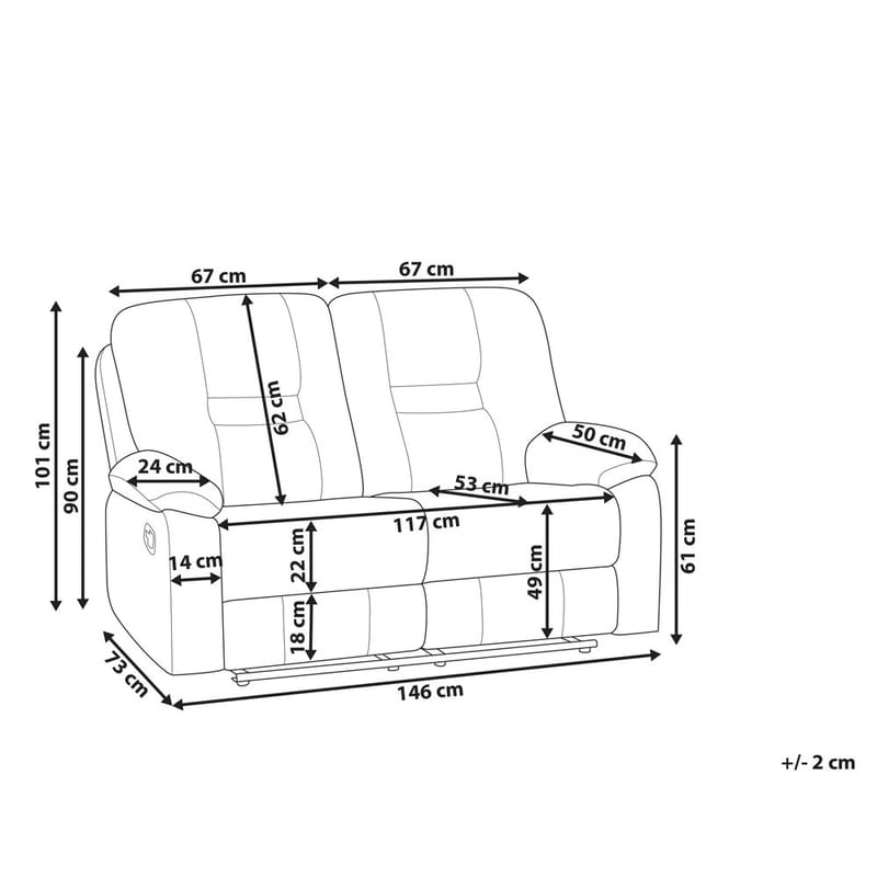 2-sits soffa Bergen - Beige - Möbler - Soffa - Biosoffa & reclinersoffa - 2 sits biosoffa & reclinersoffa