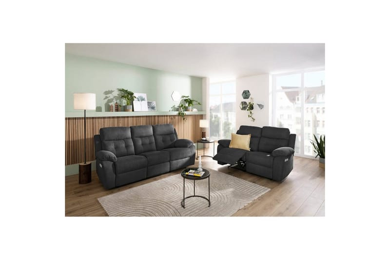 2-sitssoffa Lannilis Antracit, Tyg/Trä/Metall - Antracit, Tyg/Trä/Metall - Möbler - Soffa - Biosoffa & reclinersoffa - 2 sits biosoffa & reclinersoffa