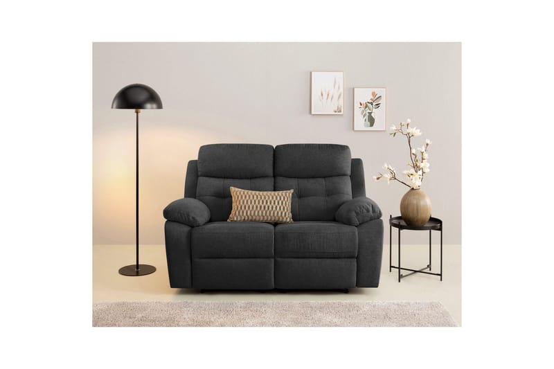 2-sitssoffa Lannilis Antracit, Tyg/Trä/Metall - Antracit, Tyg/Trä/Metall - Möbler - Soffa - Biosoffa & reclinersoffa - 2 sits biosoffa & reclinersoffa