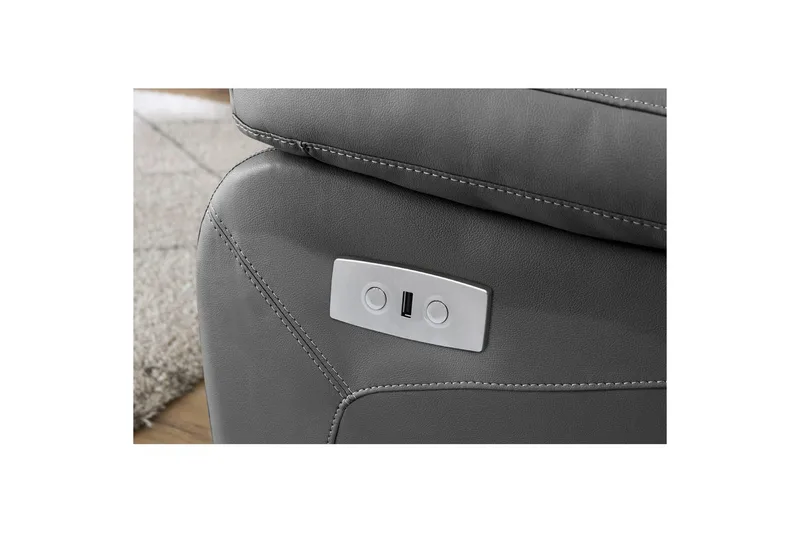 2-sitssoffa Lannilis Grå, PU/trä/metall - Grå, PU/trä/metall - Möbler - Soffa - Biosoffa & reclinersoffa - 2 sits biosoffa & reclinersoffa