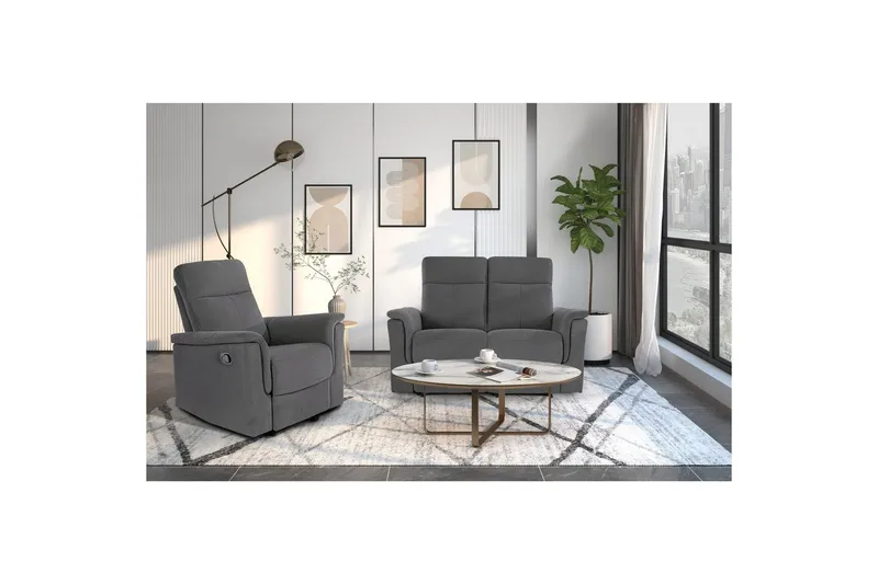 2-sitssoffa Southbrook Antracit, Tyg/Trä/Metall, Elektrisk vilstol - Antracit, Tyg/Trä/Metall, Elektrisk vilstol - Möbler - Soffa - Biosoffa & reclinersoffa - 2 sits biosoffa & reclinersoffa