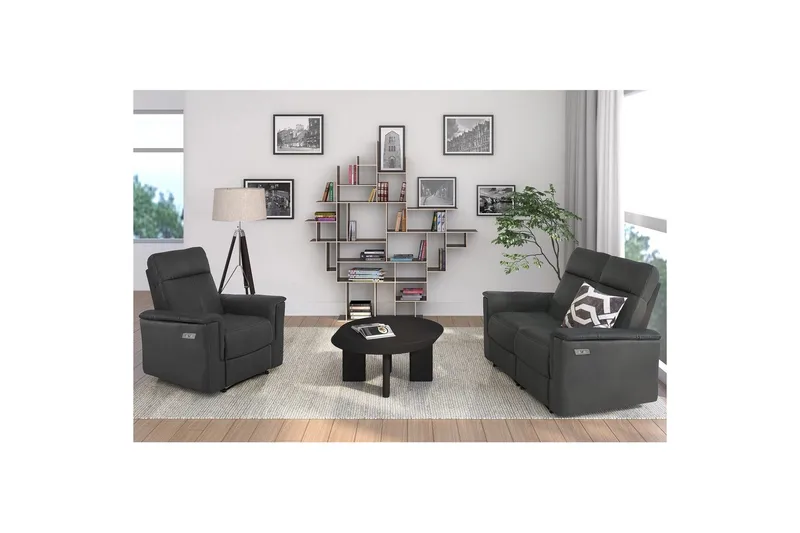 2-sitssoffa Southbrook Grå, PU/trä/metall, Elektrisk vilstol - Grå, PU/trä/metall, Elektrisk vilstol - Möbler - Soffa - Biosoffa & reclinersoffa - 2 sits biosoffa & reclinersoffa