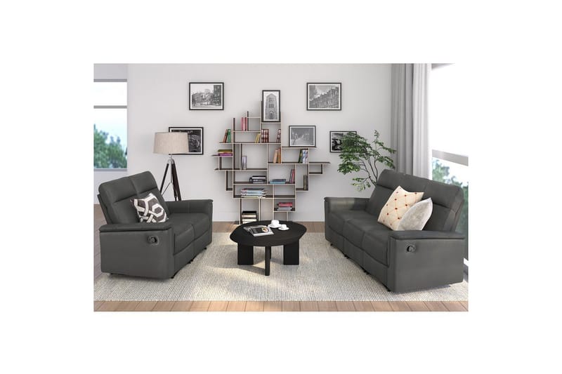 2-sitssoffa Southbrook Grå, PU/trä/metall, Manuell vilstol - Grå, PU/trä/metall, Manuell vilstol - Möbler - Soffa - Biosoffa & reclinersoffa - 2 sits biosoffa & reclinersoffa