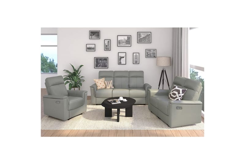 2-sitssoffa Southbrook Ljusgrå, PU/trä/metall, Elektrisk vilstol - Ljusgrå, PU/trä/metall, Elektrisk vilstol - Möbler - Soffa - Biosoffa & reclinersoffa - 2 sits biosoffa & reclinersoffa