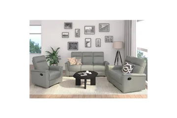 2-sitssoffa Southbrook Ljusgrå, PU/trä/metall, Manuell vilstol - Ljusgrå, PU/trä/metall, Manuell vilstol - Möbler - Soffa - Biosoffa & reclinersoffa - 2 sits biosoffa & reclinersoffa