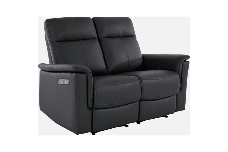 2-sitssoffa Southbrook Svart, Äkta läder/PU/Trä/Metall, Elektrisk vilstol - Svart, Äkta läder/PU/Trä/Metall, Elektrisk vilstol - Möbler - Soffa - Biosoffa & reclinersoffa - 2 sits biosoffa & reclinersoffa