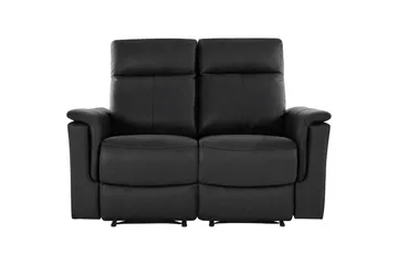 2-sitssoffa Southbrook Svart, Äkta läder/PU/Trä/Metall, Manuell vilstol - Svart, Äkta läder/PU/Trä/Metall, Manuell vilstol - Möbler - Soffa - Biosoffa & reclinersoffa - 2 sits biosoffa & reclinersoffa