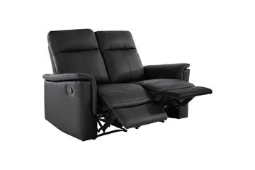 2-sitssoffa Southbrook Svart, Äkta läder/PU/Trä/Metall, Manuell vilstol - Svart, Äkta läder/PU/Trä/Metall, Manuell vilstol - Möbler - Soffa - Biosoffa & reclinersoffa - 2 sits biosoffa & reclinersoffa