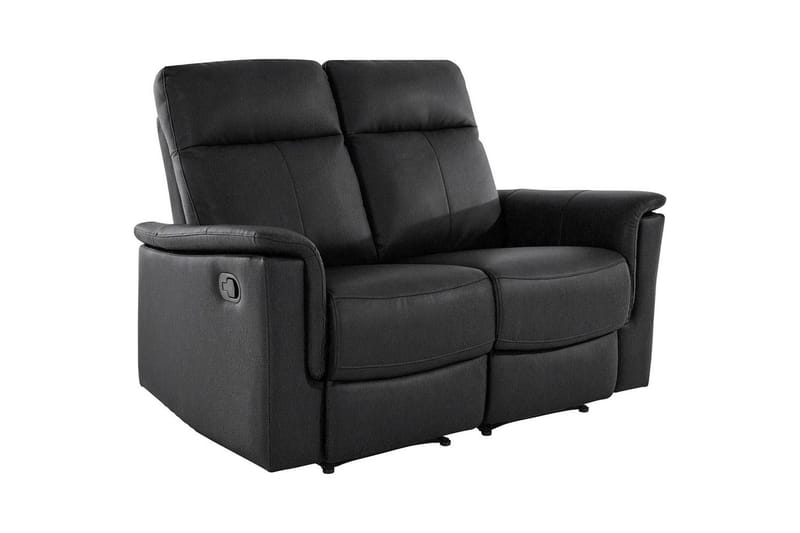 2-sitssoffa Southbrook Svart, Äkta läder/PU/Trä/Metall, Manuell vilstol - Svart, Äkta läder/PU/Trä/Metall, Manuell vilstol - Möbler - Soffa - Biosoffa & reclinersoffa - 2 sits biosoffa & reclinersoffa