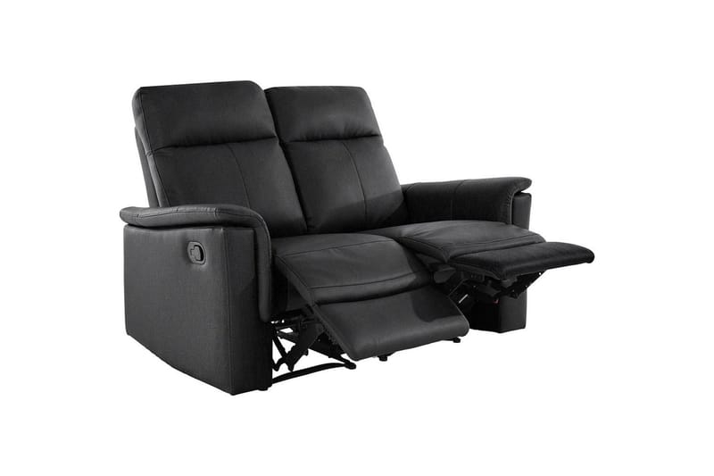 2-sitssoffa Southbrook Svart, Äkta läder/PU/Trä/Metall, Manuell vilstol - Svart, Äkta läder/PU/Trä/Metall, Manuell vilstol - Möbler - Soffa - Biosoffa & reclinersoffa - 2 sits biosoffa & reclinersoffa