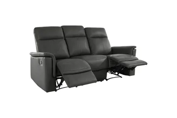 3-sitssoffa Southbrook Grå, PU/trä/metall, Manuell vilstol - Grå, PU/trä/metall, Manuell vilstol - Möbler - Soffa - Biosoffa & reclinersoffa