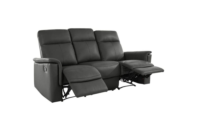3-sitssoffa Southbrook Grå, PU/trä/metall, Manuell vilstol - Grå, PU/trä/metall, Manuell vilstol - Möbler - Soffa - Biosoffa & reclinersoffa - 3 sits biosoffa & reclinersoffa